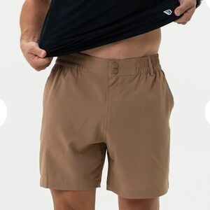 BURLEBO NWT Performance Men’s Shorts Cobblestone with Deer Print Pocket Detail/S